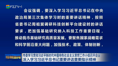 市委学习贯彻习近平新时代中国特色社会主义思想工作小组召开会议  深入学习习近平总书记重要讲话重要指示精神