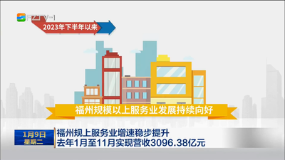 福州规上服务业增速稳步提升 去年1月至11月实现营收3096.38亿元