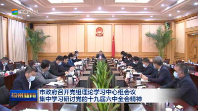 市政府召开党组理论学习中心组会议 集中学习研讨党的十九届六中全会精神