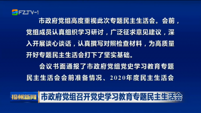 市政府党组召开党史学习教育专题民主生活会