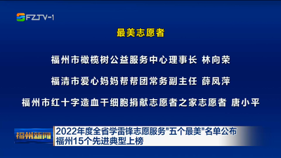 2022年度全省学雷锋志愿服务“五个最美”名单公布 福州15个先进典型上榜