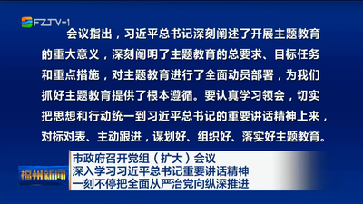 市政府召开党组（扩大）会议 深入学习习近平总书记重要讲话精神 一刻不停把全面从严治党向纵深推进