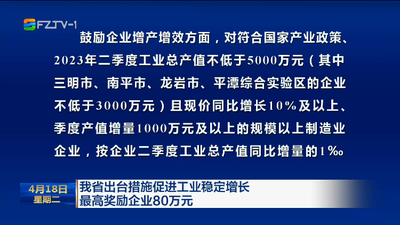 我省出台措施促进工业稳定增长 最高奖励企业80万元