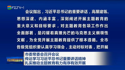 市委常委会召开会议 传达学习习近平总书记重要讲话精神 扎实推动主题教育有力有序有效开展