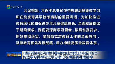 市委学习贯彻习近平新时代中国特色社会主义思想工作小组召开会议 传达学习贯彻习近平总书记近期重要讲话精神