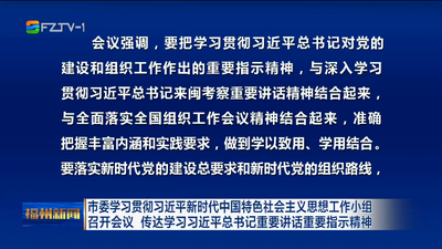 市委学习贯彻习近平新时代中国特色社会主义思想工作小组召开会议 传达学习习近平总书记重要讲话重要指示精神