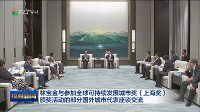 林宝金与参加全球可持续发展城市奖（上海奖）颁奖活动的部分国外城市代表座谈交流