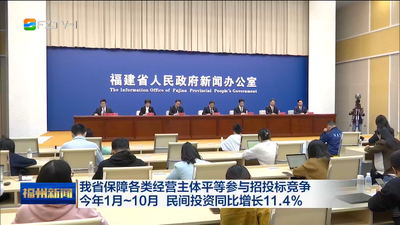 我省保障各类经营主体平等参与招投标竞争 今年1月~10月 民间投资同比增长11.4%