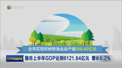 我市上半年GDP达到6121.64亿元 增长6.2%