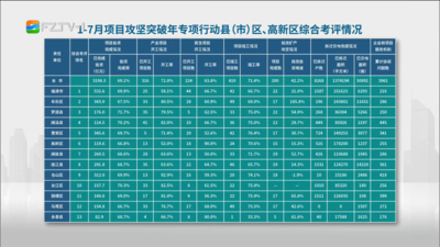 1-7月项目攻坚突破年专项行动县（市）区、高新区综合考评情况