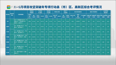 1-6月项目攻坚突破年专项行动县（市）区、高新区综合考评情况