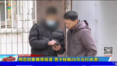 我为群众办实事丨网恋对象推荐投资 男子转账20万元打水漂？