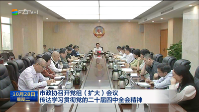 市政协召开党组（扩大）会议 传达学习贯彻党的二十届四中全会精神