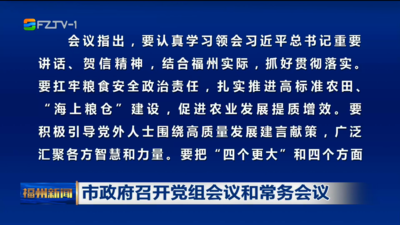市政府召开党组会议和常务会议