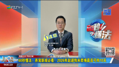 60秒懂法：养宠新规必看！2026年起遛狗未牵绳最高可拘10天