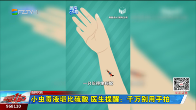 医探究竟：小虫毒液堪比硫酸 医生提醒：千万别用手拍