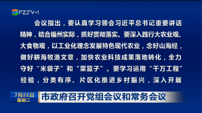 市政府召开党组会议和常务会议
