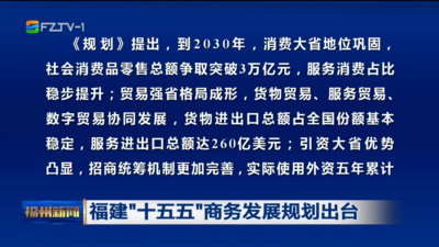福建“十五五”商务发展规划出台